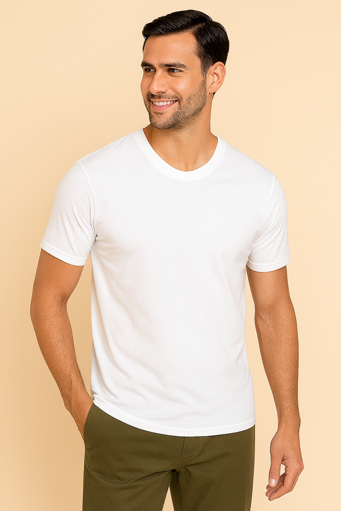 Playera cuello redondo manga corta 100% algodón