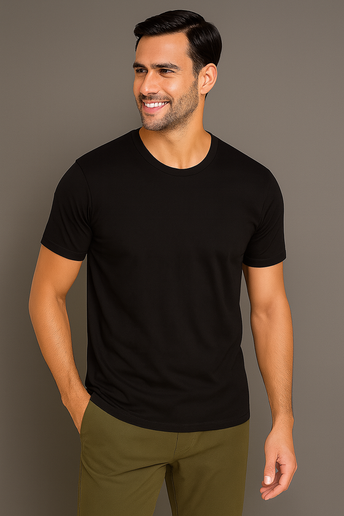 Playera cuello redondo manga corta 100% algodón