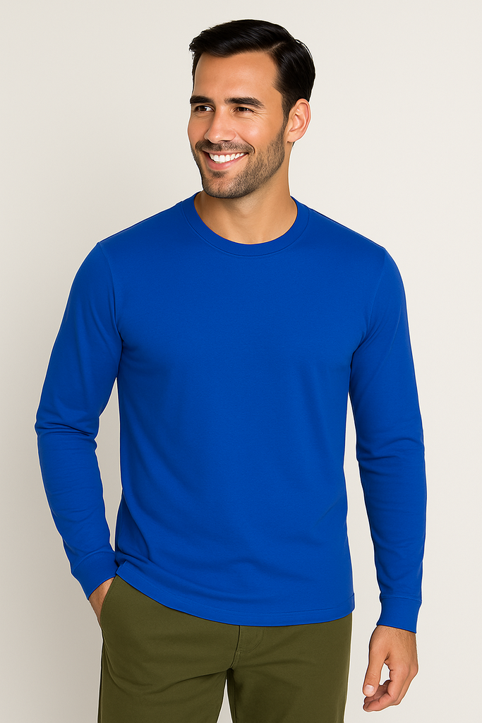 Playera cuello redondo manga larga 100% algodón