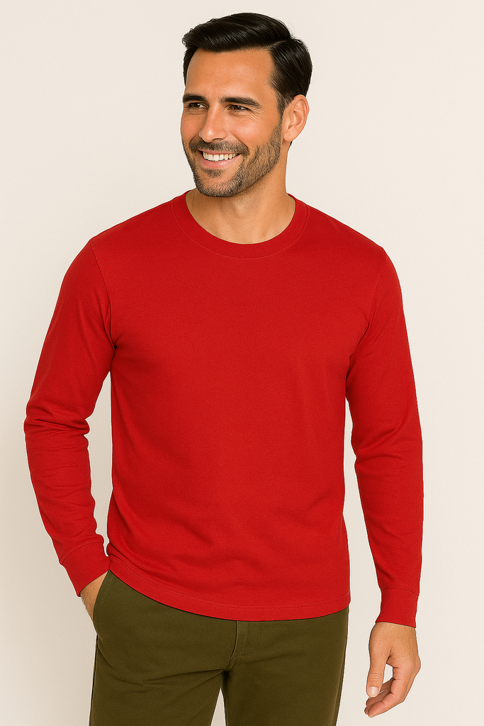 Playera cuello redondo manga larga 100% algodón