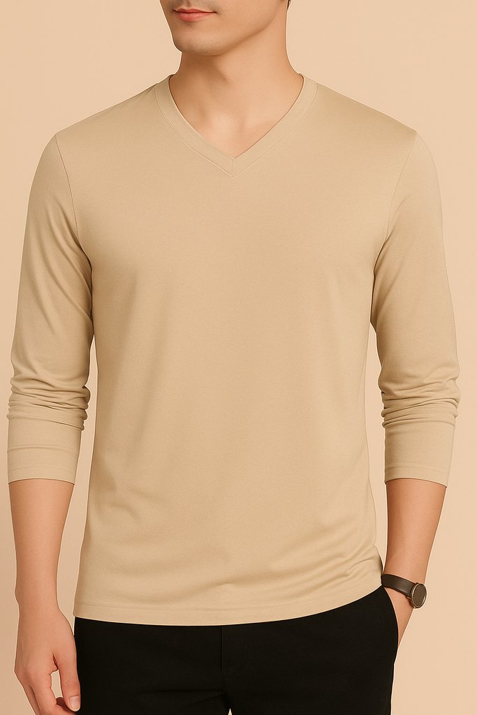 Playera cuello v manga larga