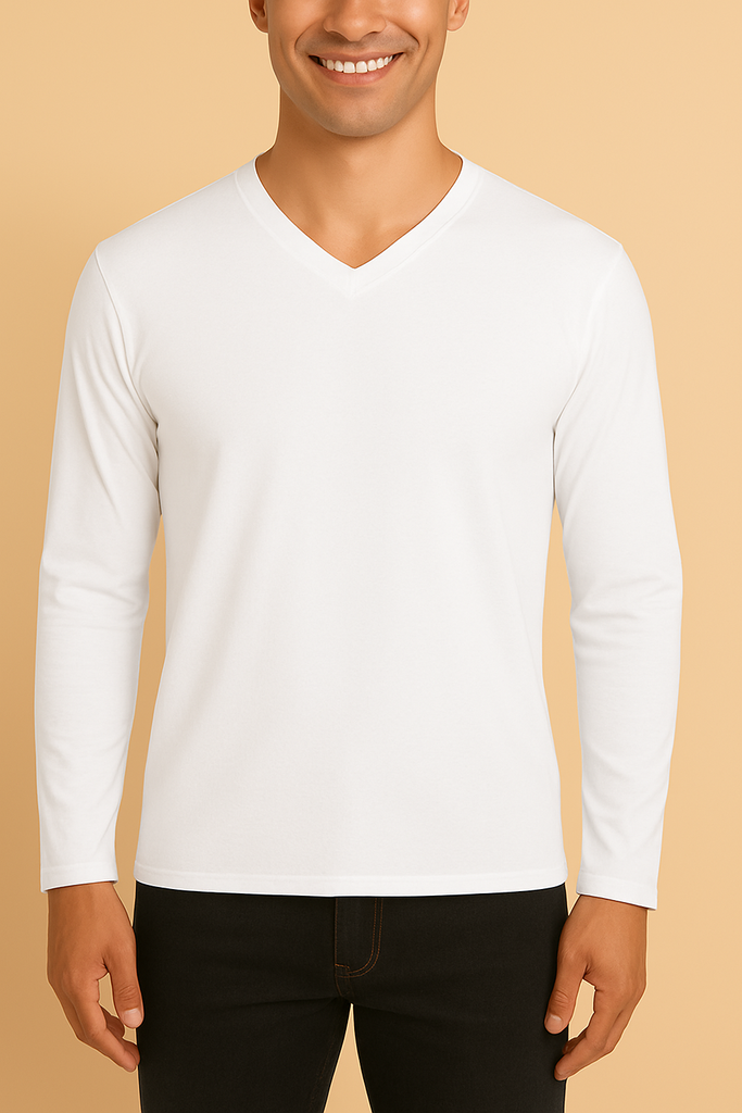 Playera cuello v manga larga