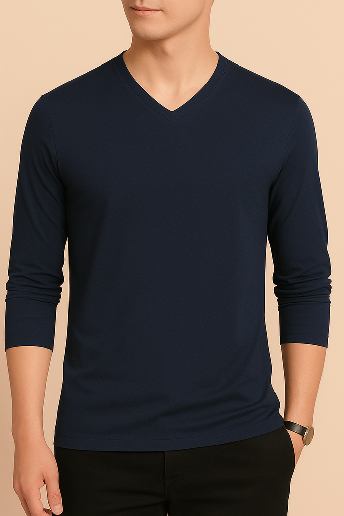 Playera cuello v manga larga