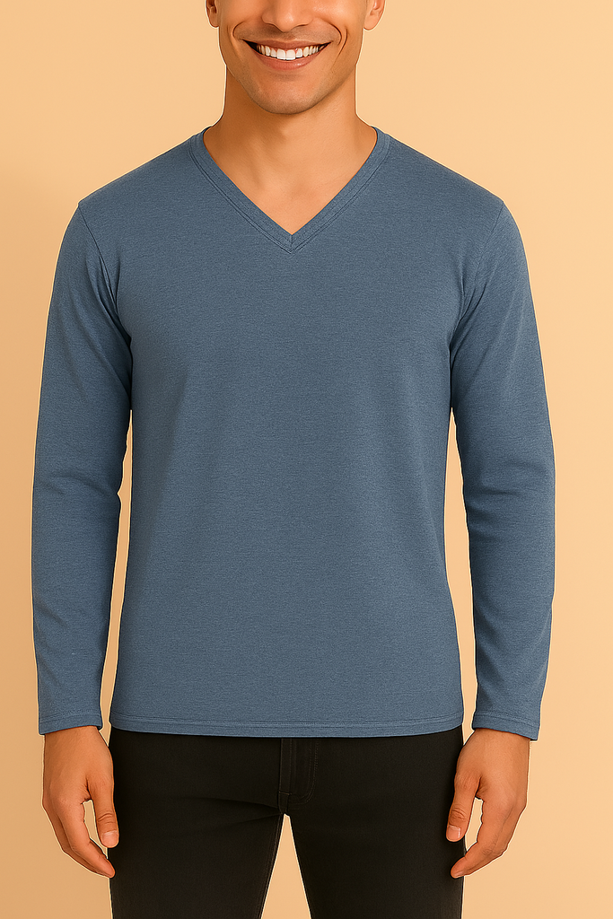 Playera cuello v manga larga