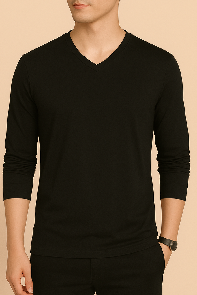 Playera cuello v manga larga