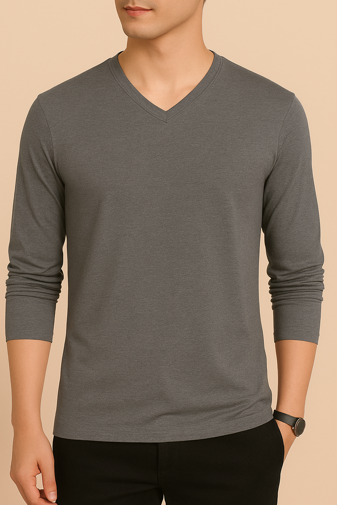 Playera cuello v manga larga