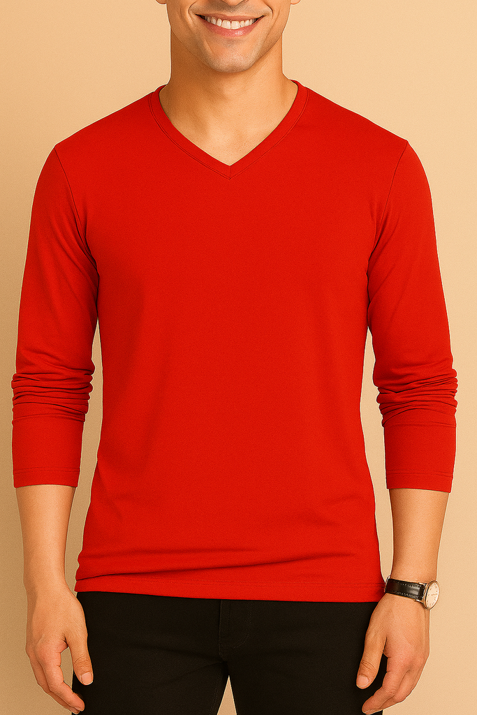 Playera cuello v manga larga