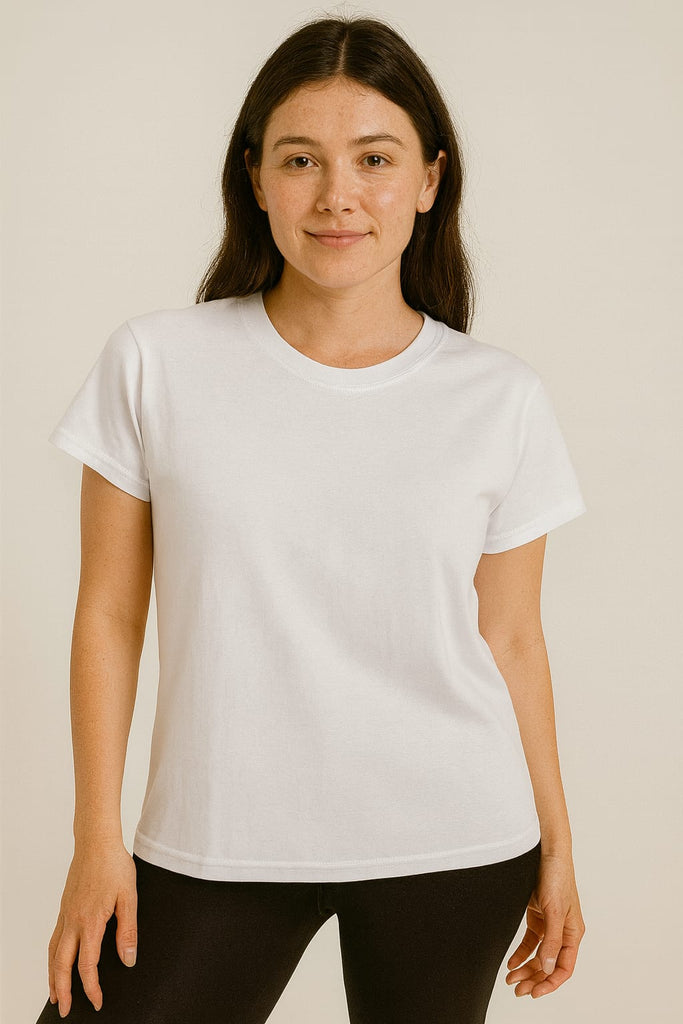 Blusa cuello redondo manga corta 100% algodón