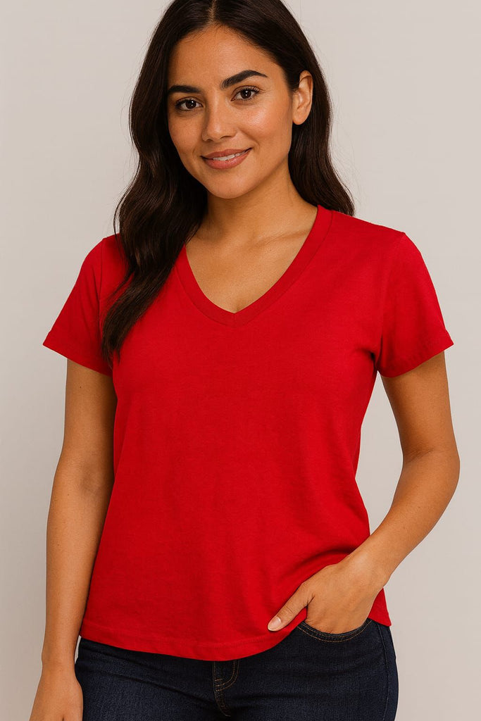 Blusa cuello v manga corta 100% algodón