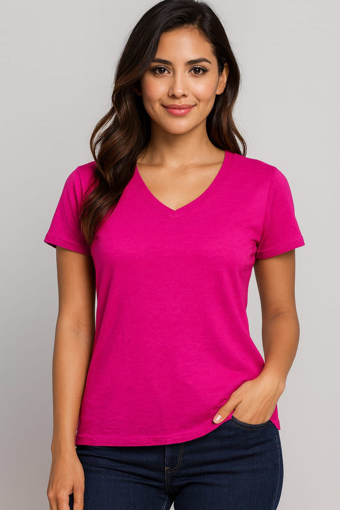 Blusa cuello v manga corta 100% algodón