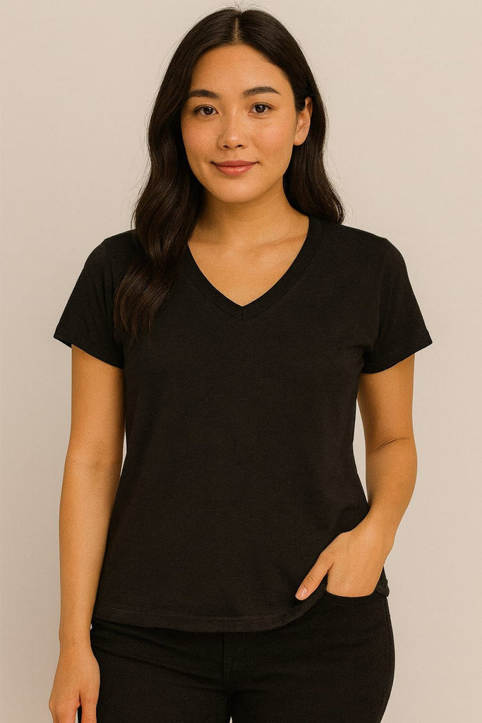 Blusa cuello v manga corta