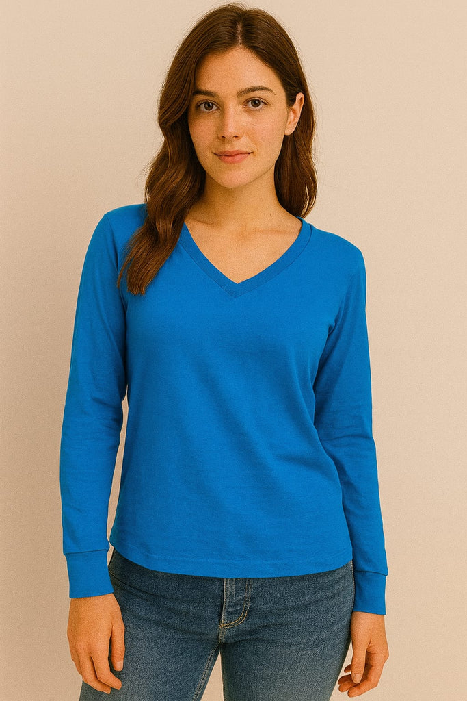 Blusa cuello v manga larga