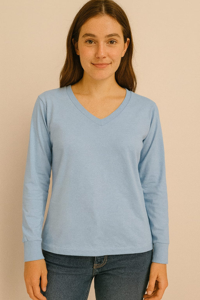 Blusa cuello v manga larga
