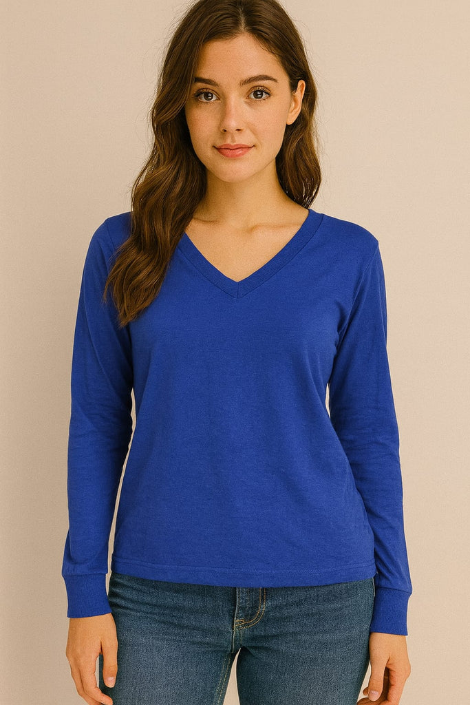 Blusa cuello v manga larga