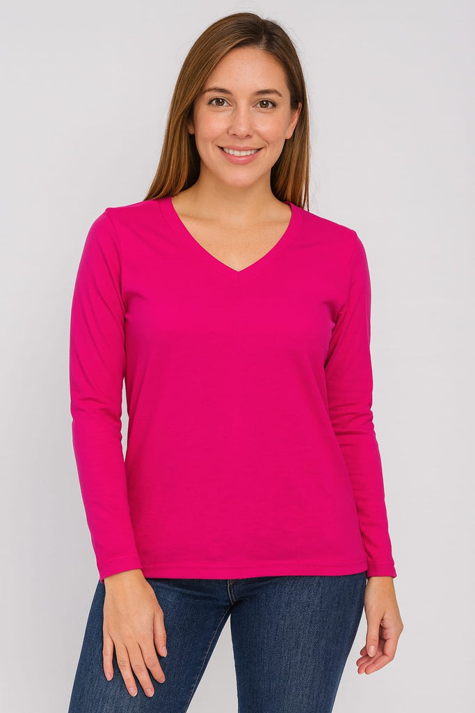 Blusa cuello v manga larga