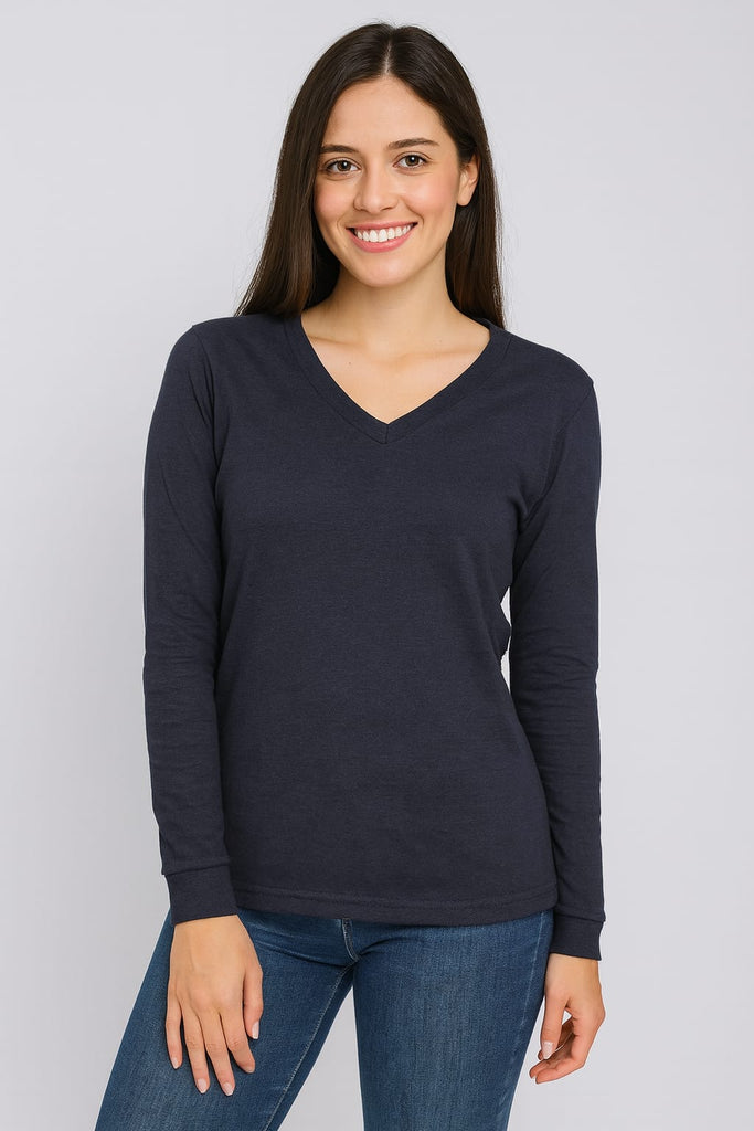 Blusa cuello v manga larga