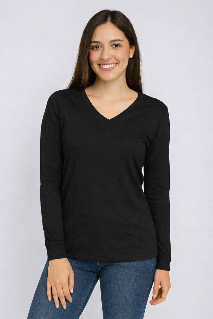 Blusa cuello v manga larga